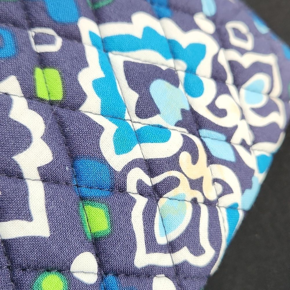 Vera Bradley Blue and Green Cosmetic Bag with Geometric Pattern - Picture 7 of 8